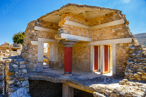 Scenic ruins of the Minoan Palace of Knossos on Crete, Greece