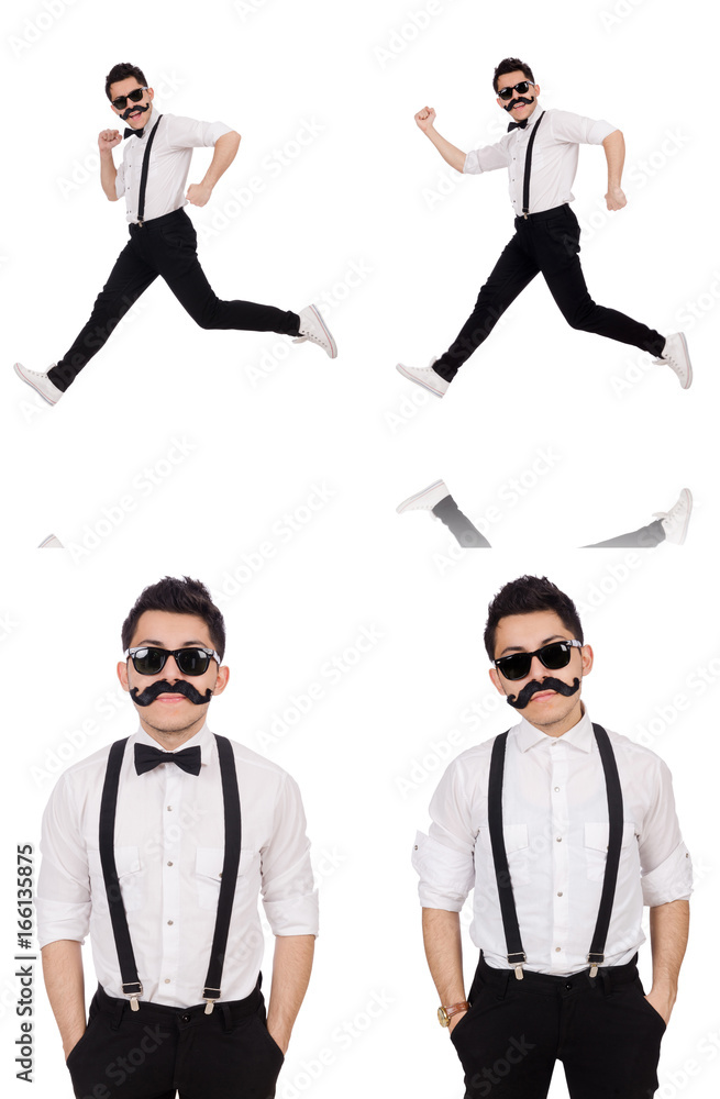 Obraz premium Young man with moustache isolated on white