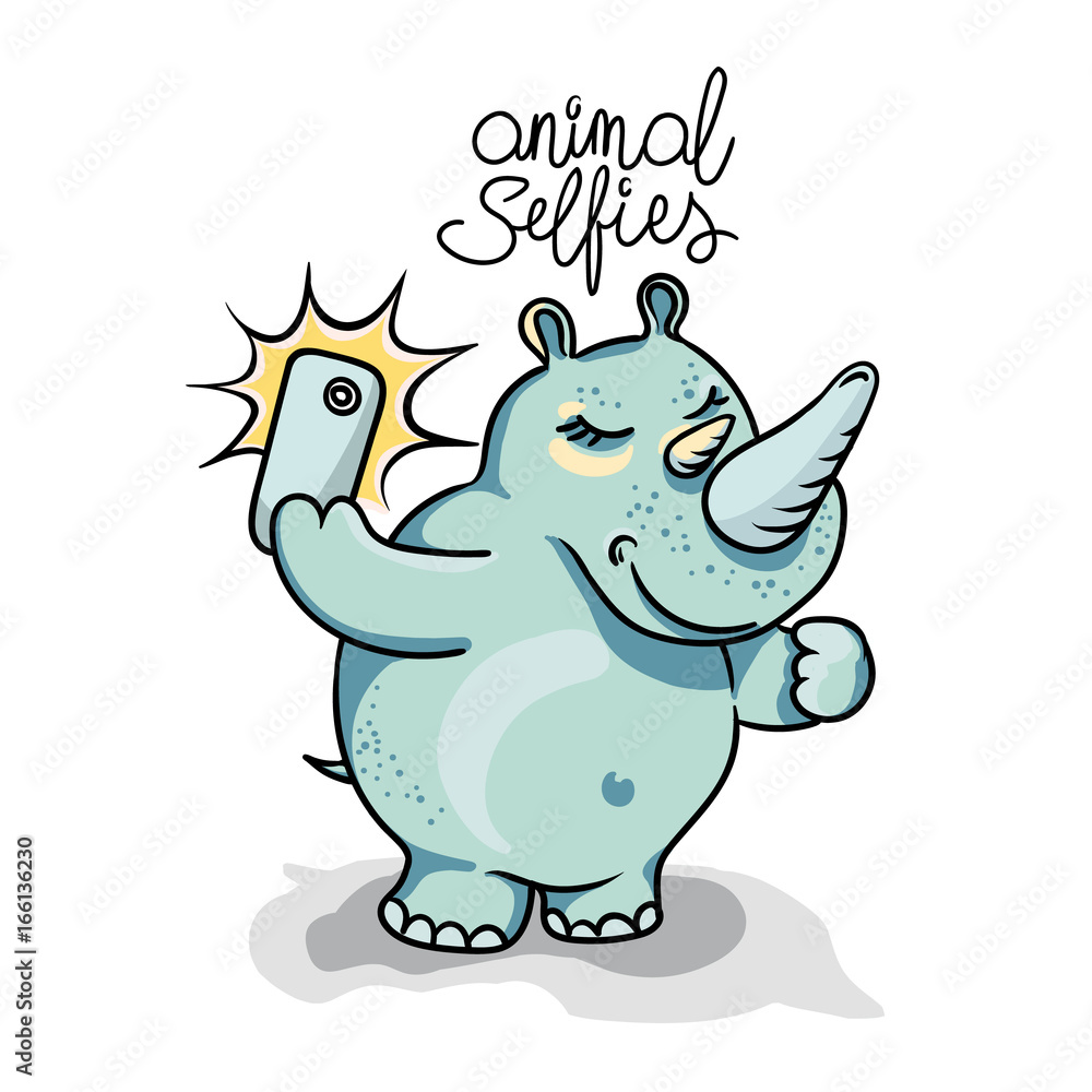 Animals taking selfie photo on smart phone Animals taking selfie photo on smart phone
