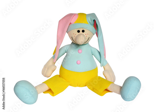 Stuffed toy clown on white background
