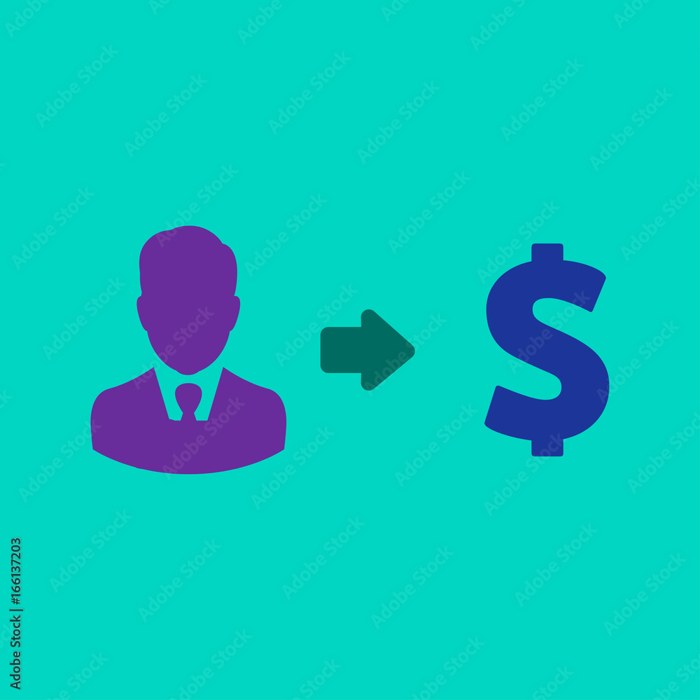 Vector user earnings icon with currency Vector user earnings icon with currency