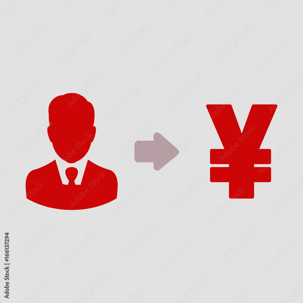 Vector user earnings icon with currency Vector user earnings icon with currency