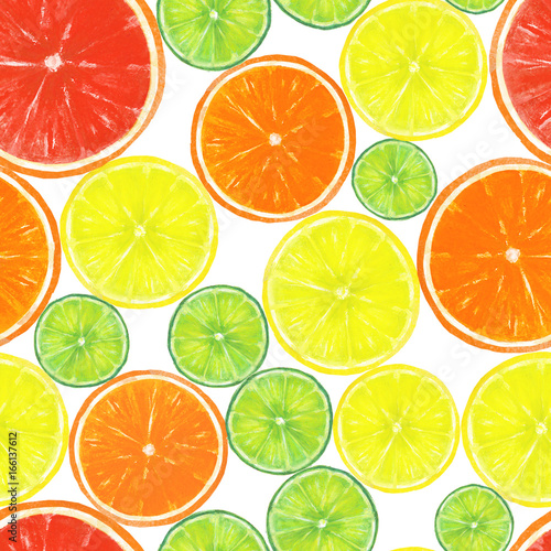 Watercolor citrus fruits seamless pattern