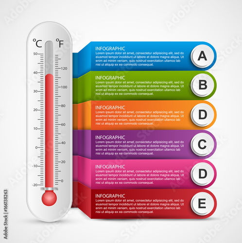 Infographics thermometer design template. Vector illustration.