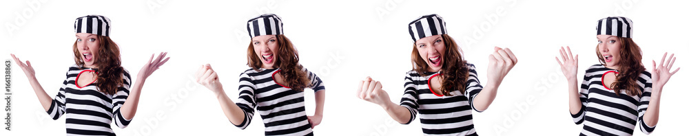 Convict criminal in striped uniform Convict criminal in striped uniform