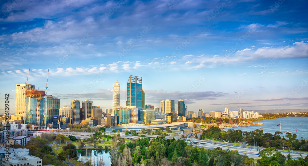 Naklejka premium Skyline z Perth