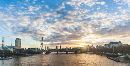 London panoramic view at sunset with Big Ben on background © william87