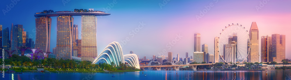 Naklejka premium Singapore skyline background