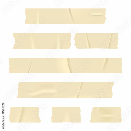 Adhesive tape. Set of realistic sticky tape stripes isolated on white background