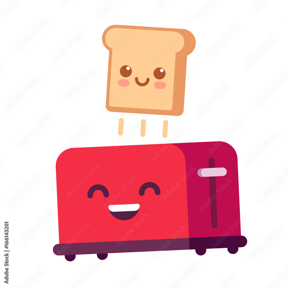 Funny toast and toaster - obrazy, fototapety, plakaty 