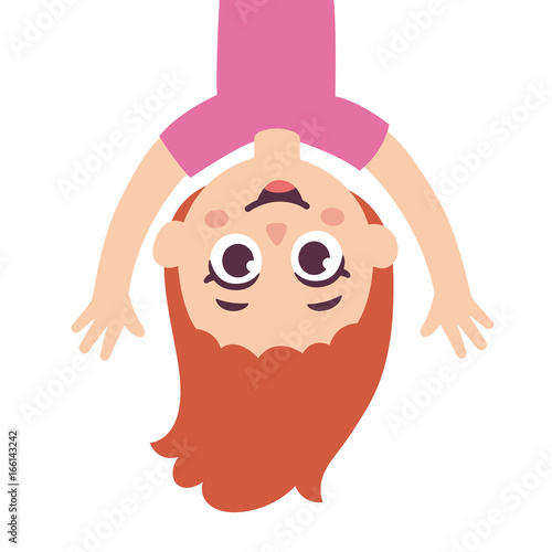Cartoon girl upside down