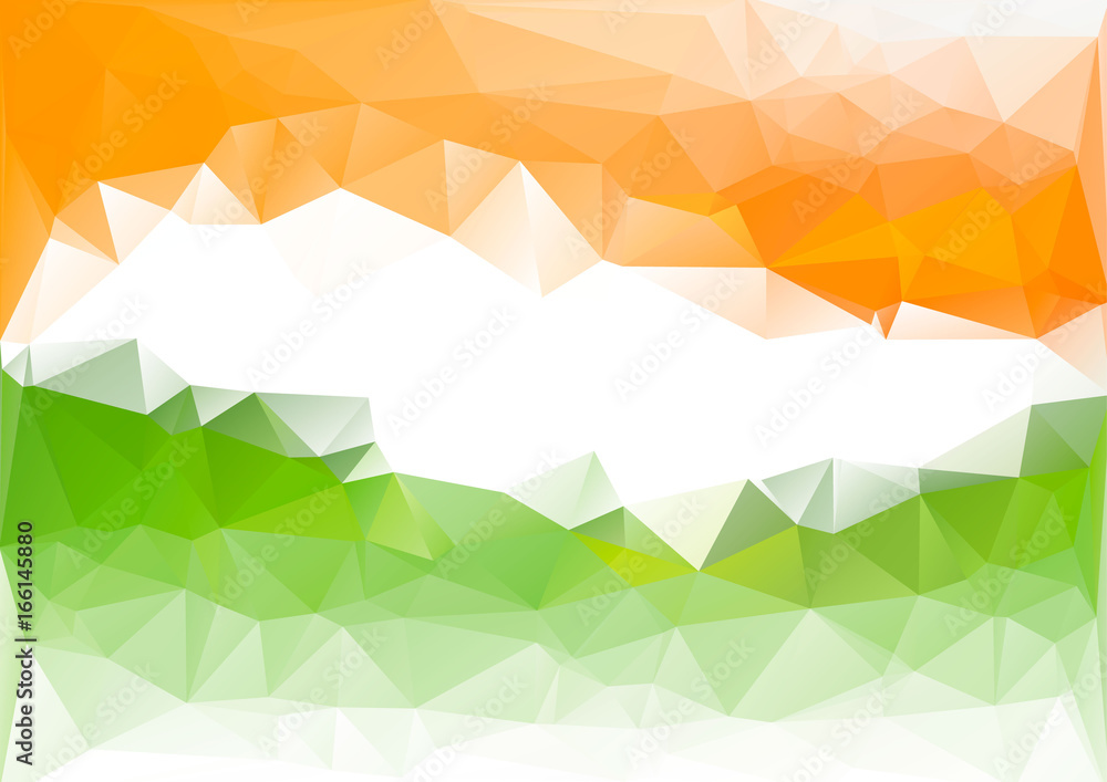 Lá cờ Ấn Độ trên nền đa giác thấp, màu cam và màu xanh lá cây sẽ khiến bạn cảm thấy đầy màu sắc và sinh động. Xem ngay để chiêm ngưỡng sự đẹp mắt của những gam màu này!