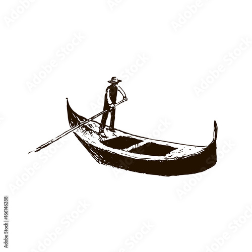 Gondola. Venice symbol. vector sketch.