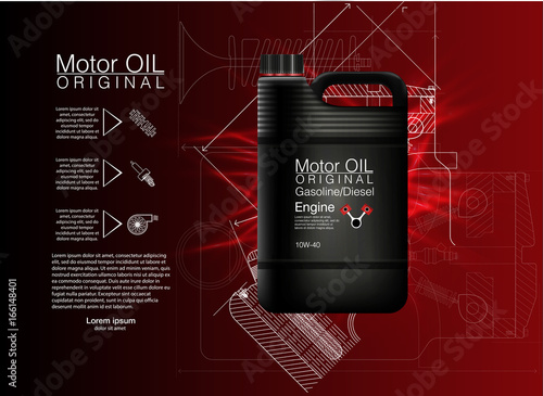 Vector canister oil bottle engine, oil background, vector illustration