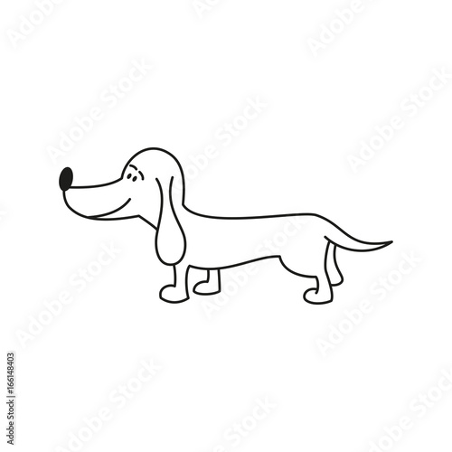 Funny cartoon dog illustration on white background.