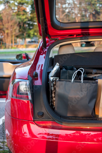 shopping bags in car