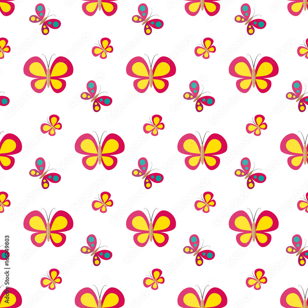 Butterfly. Vector seamless pattern