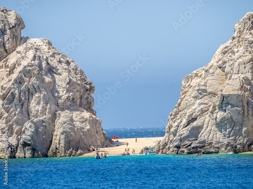 Lands End in Cabo San Lucas in Baja California, Mexico, where the Pacific Ocean meets the Sea of Cortez. Viewed from the Sea of Cortez.