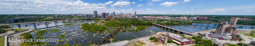 Aerial panoramic image Downtown Richmond Virginia and James River
