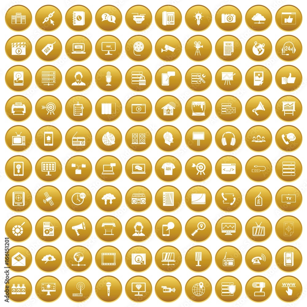 100 information technology icons set gold 100 information technology icons set gold