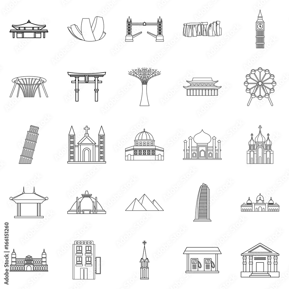 Formation icons set, outline style