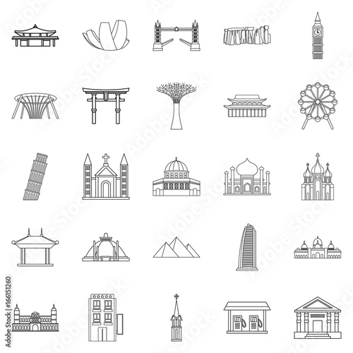 Formation icons set, outline style