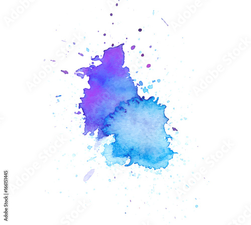 Colorful abstract watercolor texture stain with splashes and spatters. Modern creative watercolor background for trendy design.