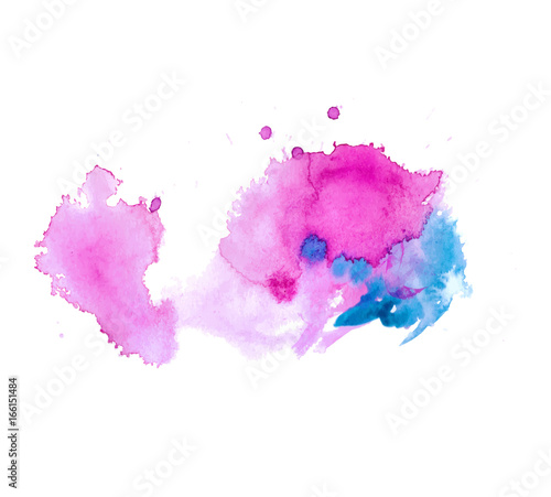 Colorful abstract watercolor texture stain with splashes and spatters. Modern creative watercolor background for trendy design.