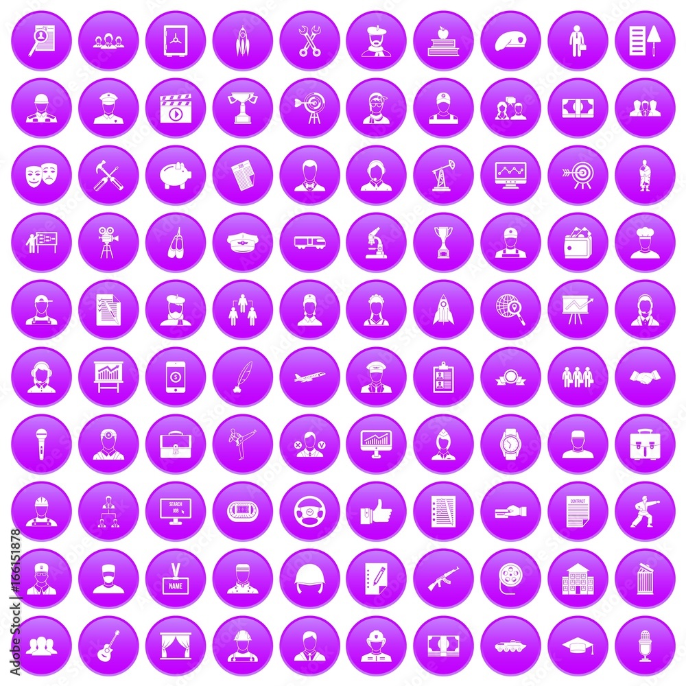 100 career icons set purple 100 career icons set purple