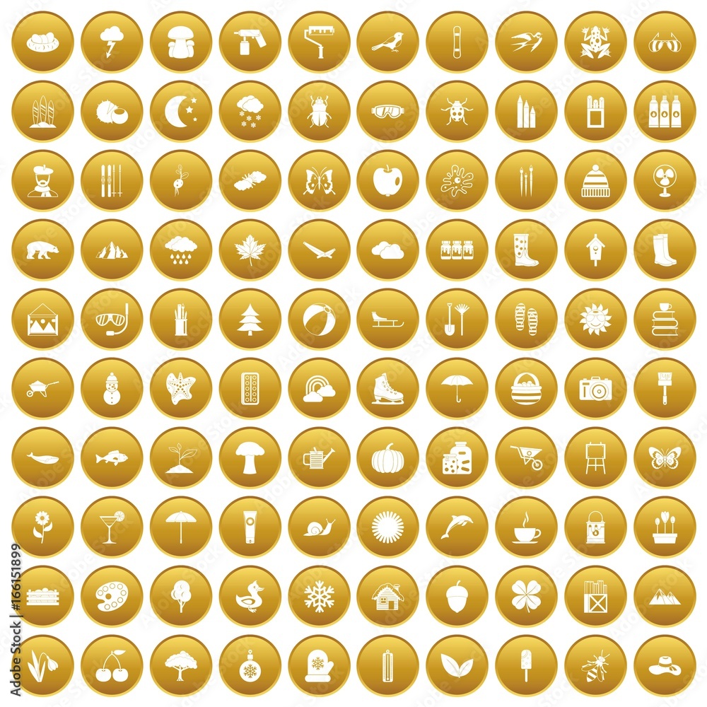100 landscape icons set gold 100 landscape icons set gold