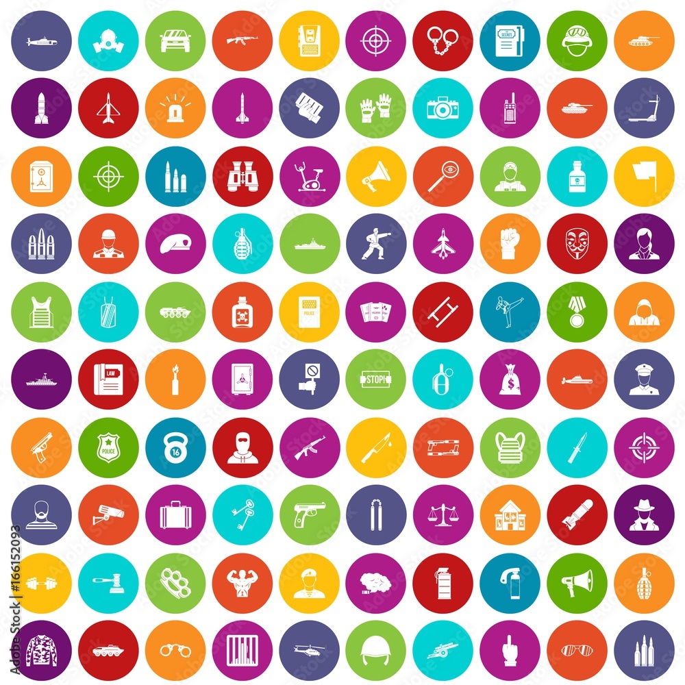 100 officer icons set color 100 officer icons set color