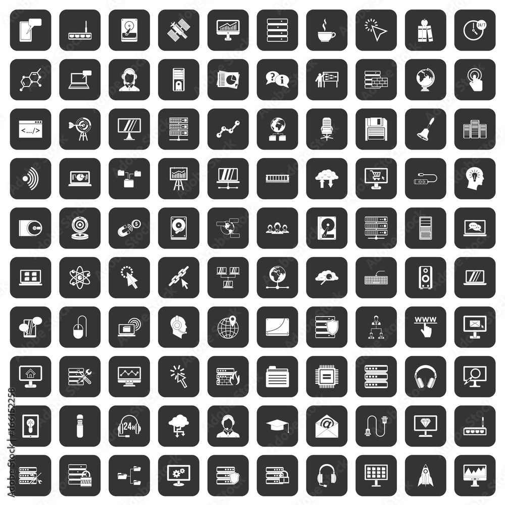 100 on-line seminar icons set black 100 on-line seminar icons set black