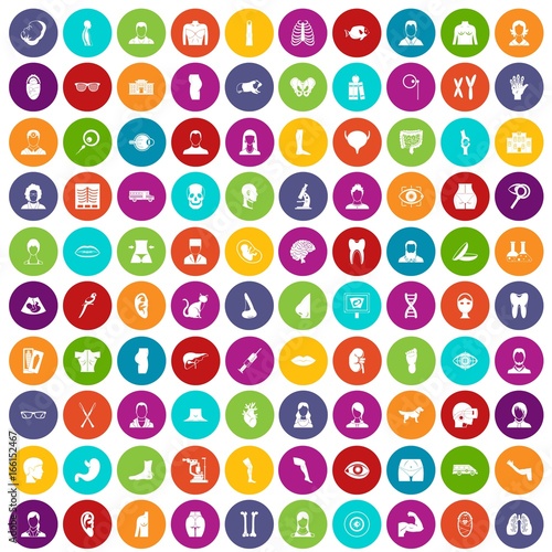 100 organ icons set color