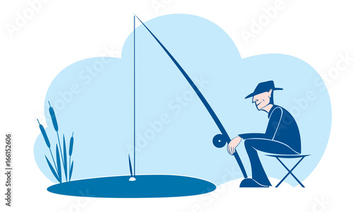 Vector drawing of the fisherman