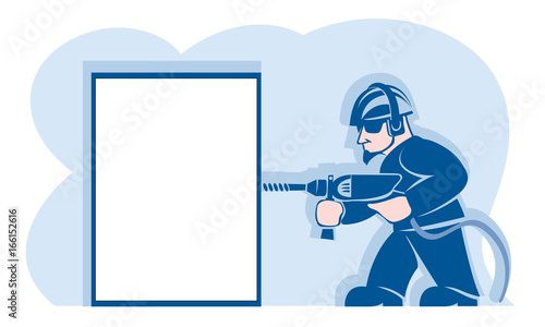 Worker with a puncher in his hands