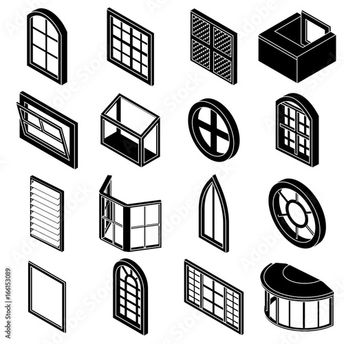 Window forms icons set, simple style photo