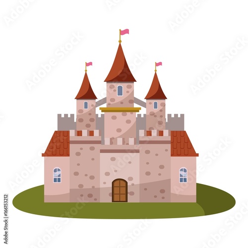 Castle icon, cartoon style