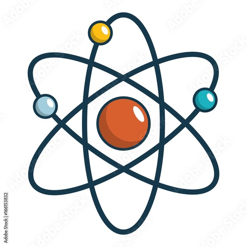 Atom icon, cartoon style