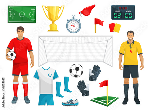 Football vector icons set of soccer sport game