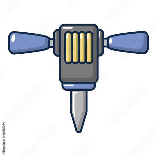 Pneumatic hammer icon, cartoon style
