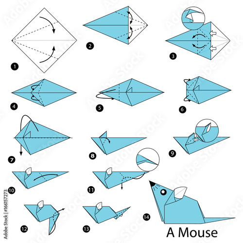 step by step instructions how to make origami A Mouse