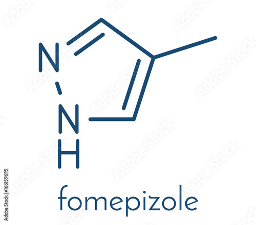 Fomepizole molecule. Antidote used to treat methanol and ethylene glycol poisoning. Skeletal formula.