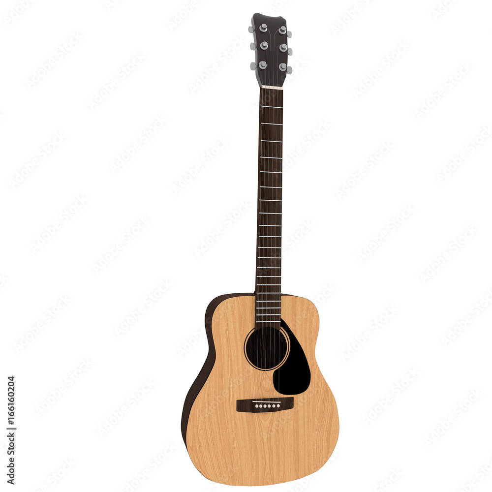acoustic guitar in 3D rendering
