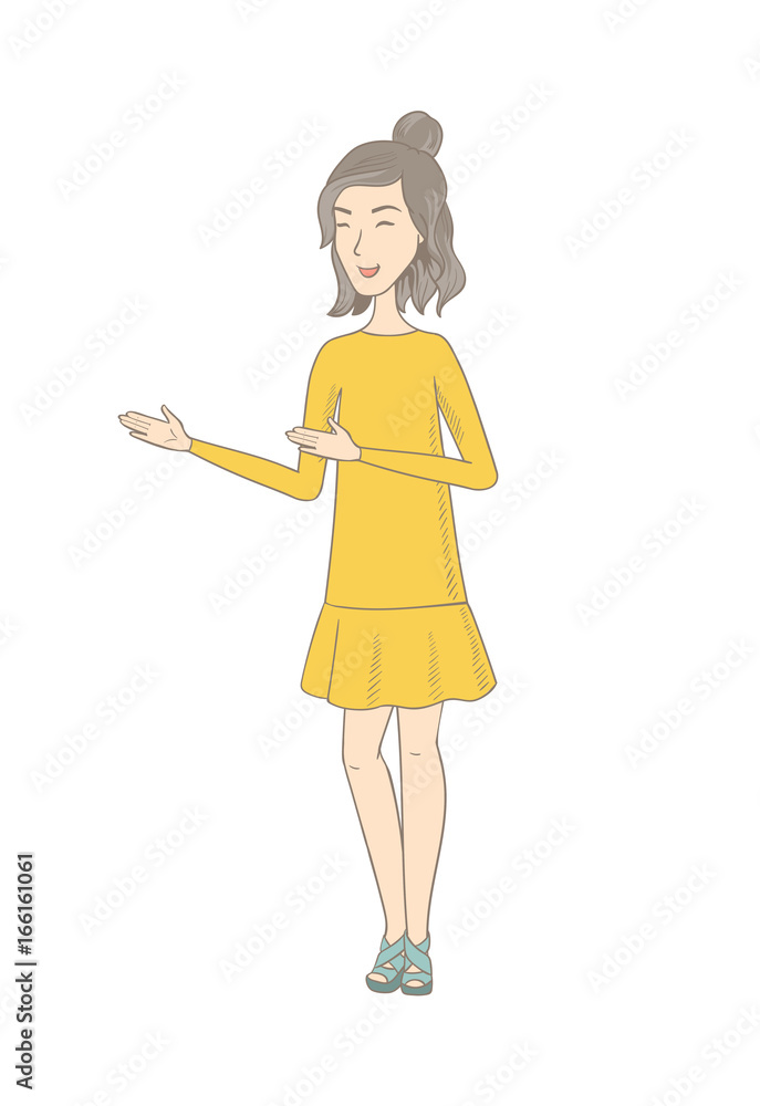 Young caucasian happy hippie woman gesturing. Young caucasian happy hippie woman gesturing.