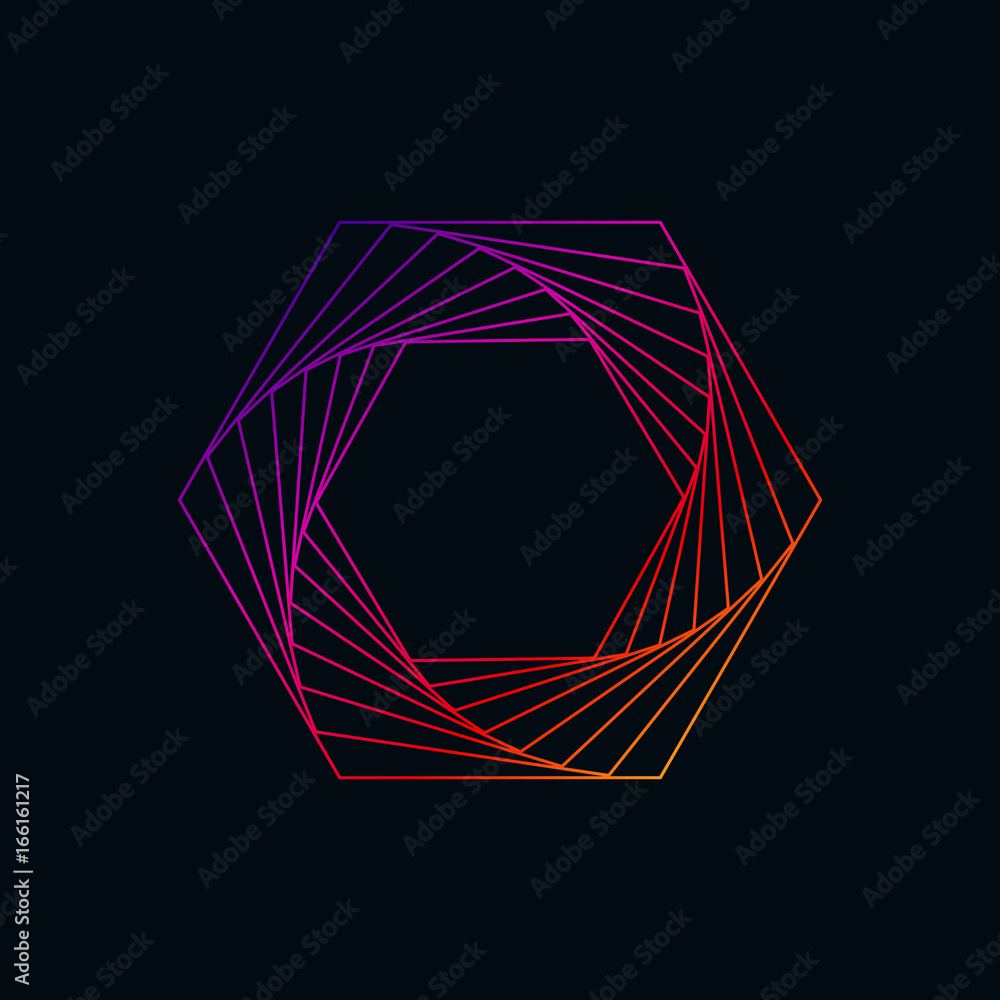 Obraz premium Kolorowe Fraktal Streszczenie Symbol Kształt w czarnym tle