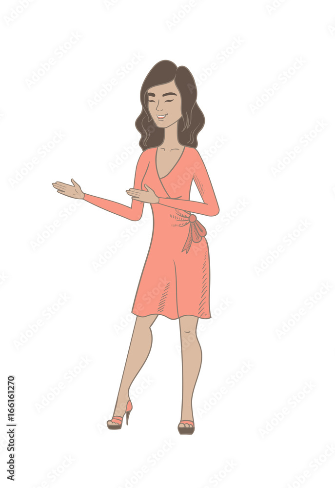Young hispanic happy woman gesturing. Young hispanic happy woman gesturing.