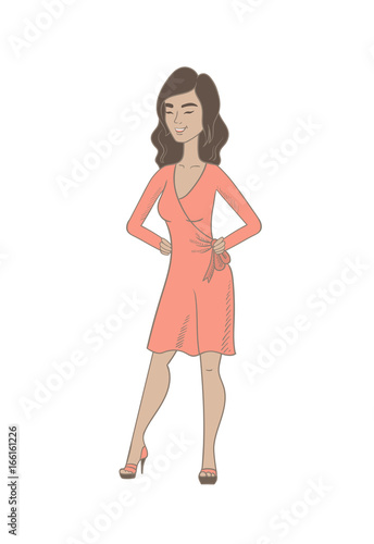 Young hispanic woman laughing.
