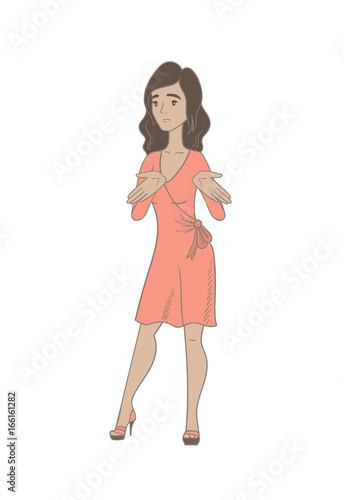 Young hispanic woman shrugging shoulders.
