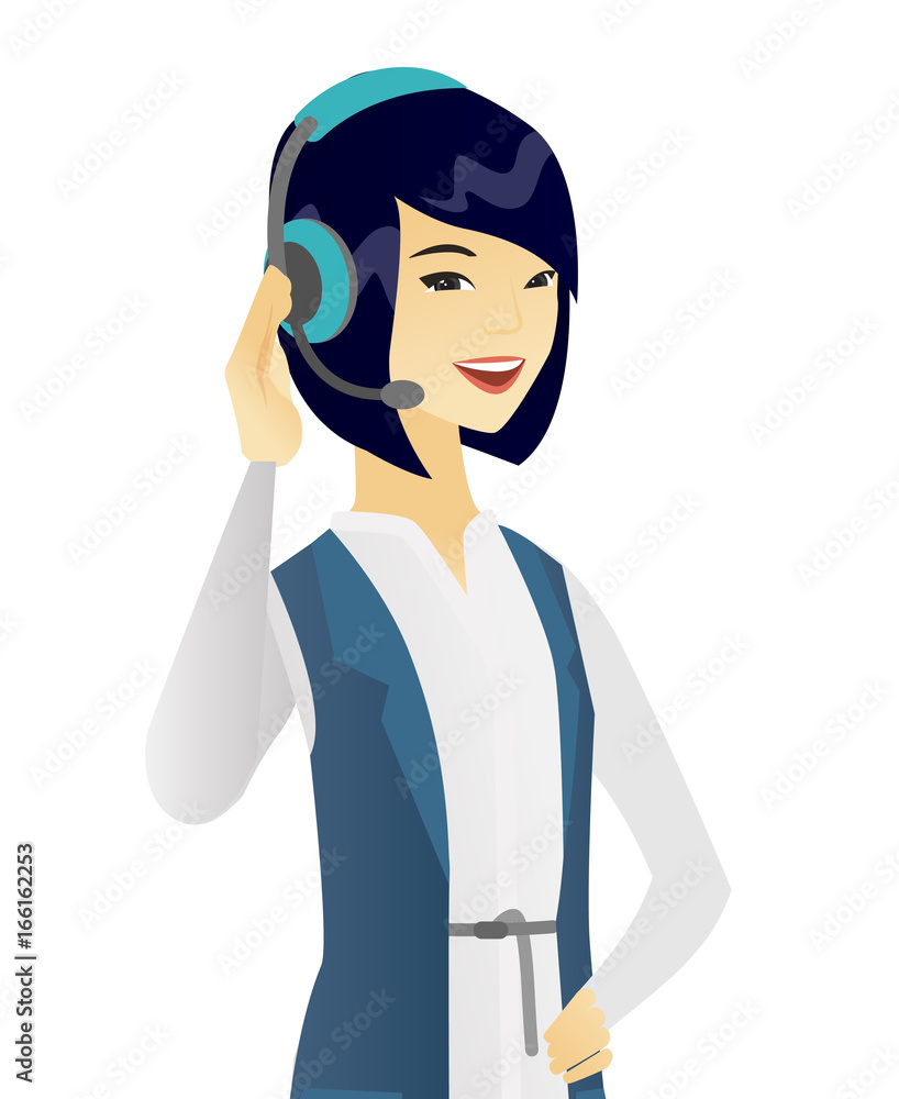 Young asian customer service operator in headset Young asian customer service operator in headset