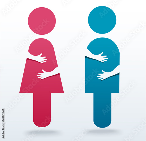 woman and man icon with hands hugging vector illustration 